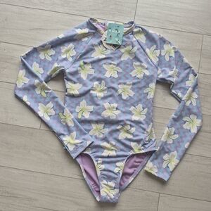 ROXY NEW Girls Crocus Petal Waves Full Rashguard Swimsuit